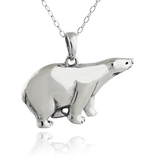 FashionJunkie4Life Sterling Silver Polar Bear Pendant Necklace, 18'' Chain