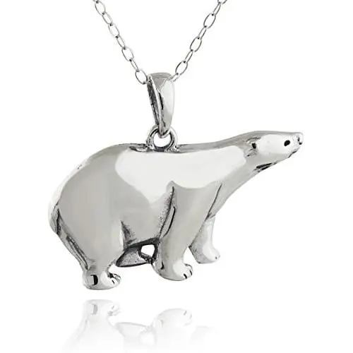 FashionJunkie4Life Sterling Silver Polar Bear Pendant Necklace, 18'' Chain