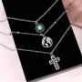 Jovono Boho Layered Necklace Crystal Pendant Necklaces Chain for Women and Girls (Set-2)