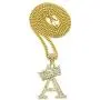CBC Crown Rhinestone Studded Crown Initial Alphabet Letter Pendant Necklace 24'' Cuban Chain Necklaces in Gold Tone or Silver Tone