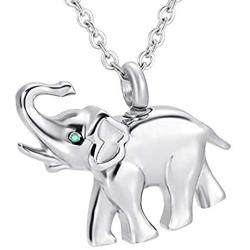 misyou Urn Necklaces 12 Birthstone Memorial Ash Pendant Stainless Steel Keepsake Cremation Ashes Jewelry Cute Elephant