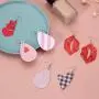 Makone Valentines Day Earrings for Women, 9 Pairs Teardrop/Lip/Heart-Shaped Faux Leather Dangle Earrings, Lightweight Pink Party Jewelry Set, Valentines Day Gifts for Girls, Ladies