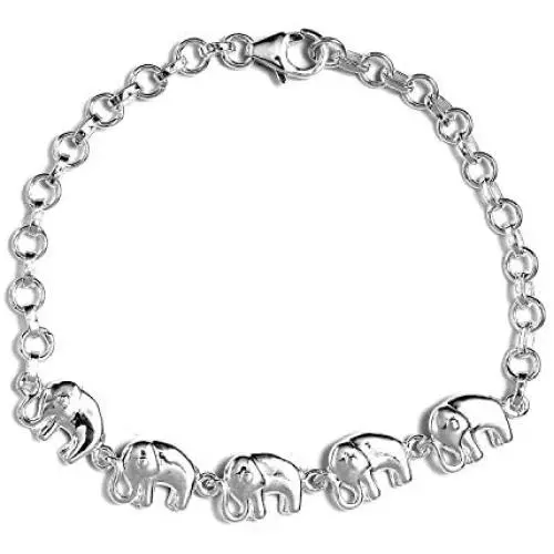 Shop LC 925 Sterling Silver Linked Elephants Bracelet Fashion Jewelry for Women Gifts for Her Size 7.25'' Shop LC 925 Sterling Silver Linked Elephants Bracelet Fashion Jewelry for Women Gifts for Her Size 7.25''