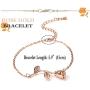CASSIECA Rose Necklace Bracelet Stud Earrings for Women Flower Pendant Necklace Chian for Lover Friends Birthday Valentine Fashion Jewelry Set Gift