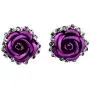 HSQYT Rose Flower Stud Earrings Silver Plated Simulated Coral Rose Crystal Earrings Lovely Simple Floral Charm Stud Earring Fashion Jewelry for Women Girl 20mm (Purple Rose Earring) HSQYT Rose Flower Stud Earrings Silver Plated Simulated Coral Rose Crystal Earrings Lovely Simple Floral Charm Stud Earring Fashion Jewelry for Women Girl 20mm (Purple Rose Earring)