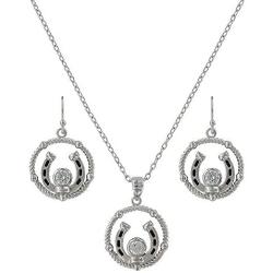 Montana Silversmiths Wreathed Horseshoe Treasure Jewelry Set