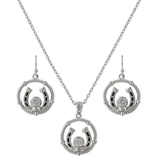 Montana Silversmiths Wreathed Horseshoe Treasure Jewelry Set