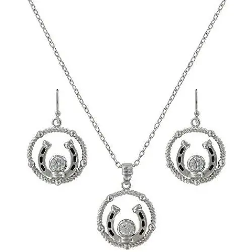 Montana Silversmiths Wreathed Horseshoe Treasure Jewelry Set Montana Silversmiths Wreathed Horseshoe Treasure Jewelry Set