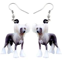 NEWEI Acrylic Chinese Crested Sweet Dog Earrings Drop Dangle Jewelry For Girl Women Gift Charms