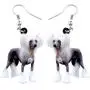 NEWEI Acrylic Chinese Crested Sweet Dog Earrings Drop Dangle Jewelry For Girl Women Gift Charms