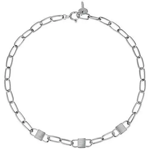 EF ENFASHION Three Locks and One Key Chain Necklaces, Geometric Stainless Steel Choker Necklaces for Women.