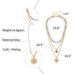 ZWGYS Evil Eye Necklace Gold Layered Necklace for Women Long Necklaces Gold Choker Necklaces Y Shape Pendant Necklace Multilayer BlueEye Necklace