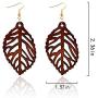 4 Pairs Engraving Geometry Drop Earrings Lightweight Ethnic Wood Earrings for Women Fashion Jewelry