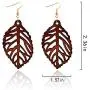 4 Pairs Engraving Geometry Drop Earrings Lightweight Ethnic Wood Earrings for Women Fashion Jewelry