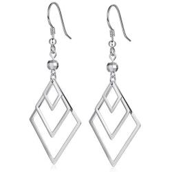 Sterling Silver Geometric Drop Earrings Dangle Earrings for Women Girls Fish Hook Earrings Costume Jewelry