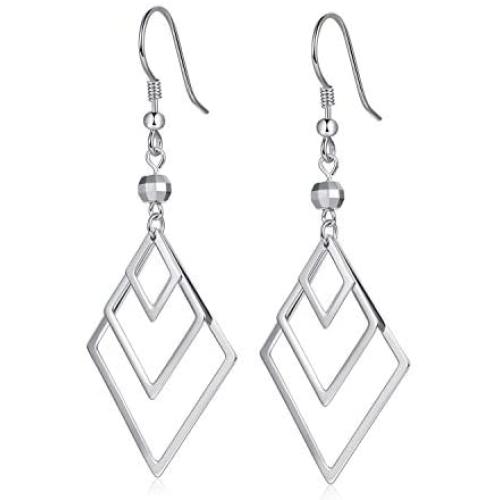 Sterling Silver Geometric Drop Earrings Dangle Earrings for Women Girls Fish Hook Earrings Costume Jewelry