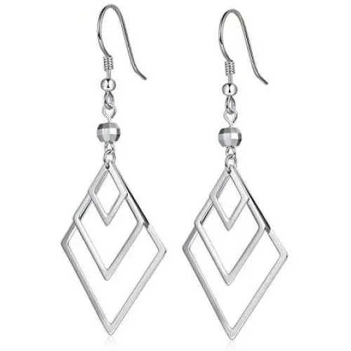 Sterling Silver Geometric Drop Earrings Dangle Earrings for Women Girls Fish Hook Earrings Costume Jewelry