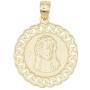 Ice on Fire Jewelry 10k Solid Two Tone White and Yellow Gold Jesus Head Pendant, Diamond Cut Finish Religious Prayer Medal