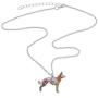 DUOWEI Floral Belgian Malinois Dog Pendant Necklace Alloy Enamel Rhinestone Pets Jewelry Gifts for Women Teens Girls