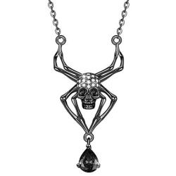 LOTIITEL Gothic Jewelry Black Skull Spider Pendant Gothic Spider Necklaces for Women Teen Girls