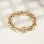JINBAOYING Gold Bracelets for Women Fashion Unique Wide Cuban Curb Link Bracelet Gold Link Bracelets with CZ Adjustable Stainless Steel Women Link Charm Bracelets