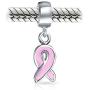 Breast Cancer Survivor Pink Ribbon Hope Dangle Charm Bead For Women Enamel 925 Sterling Silver Fits European Bracelet