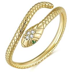 yfstyle Snake Ring Open Adjustable Ring 18K Gold Plated Fashion Gold Mens Rings Snake Plain Ring Vintage Jewelry Rings for Women Men Cute Dainty Gold Snake Ring for Men