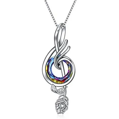 TOUPOP Gifts for Music Lovers Sterling Silver Music Necklace with Circle Crystal Jewelry Musical Gifts for Women Girls Birthday Mothers Day TOUPOP Gifts for Music Lovers Sterling Silver Music Necklace with Circle Crystal Jewelry Musical Gifts for Women Girls Birthday Mothers Day