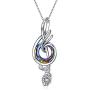 TOUPOP Gifts for Music Lovers Sterling Silver Music Necklace with Circle Crystal Jewelry Musical Gifts for Women Girls Birthday Mothers Day