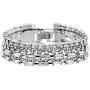 Steve Madden Silver Tone Rhinestone Layered Bangle Bracelet For Women, White, one size (SMB509831RH)
