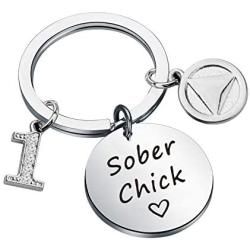 SEIRAA 1/3 Years Alcoholics Anonymous Sobriety Anniversary Keychain for Sober Birthday Sober Chick 12 Steps Jewelry Gifts