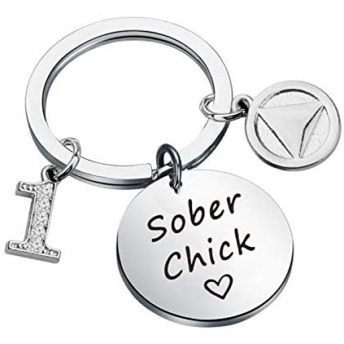 SEIRAA 1/3 Years Alcoholics Anonymous Sobriety Anniversary Keychain for Sober Birthday Sober Chick 12 Steps Jewelry Gifts