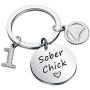 SEIRAA 1/3 Years Alcoholics Anonymous Sobriety Anniversary Keychain for Sober Birthday Sober Chick 12 Steps Jewelry Gifts
