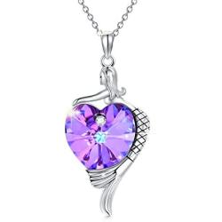 Mermaid Necklace Sterling Silver Sea Mermaid with Love Heart Pendant Crystal, Jewelry Gifts for Girlfriend Daughter