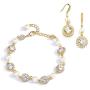 Mariell 14K Gold & Pearl Round CZ Bridal Bracelet & Earrings Set - Wedding Jewelry Sets for Bridesmaids