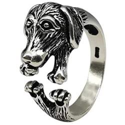 CANEER Dog Rings, Personalized Pet Statement Open Ring for Women Retro Animal Fashion Adjustable Jewelry Cute Cocktail Ring for Dog Lovers