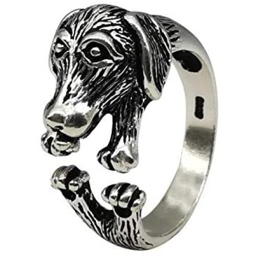CANEER Dog Rings, Personalized Pet Statement Open Ring for Women Retro Animal Fashion Adjustable Jewelry Cute Cocktail Ring for Dog Lovers