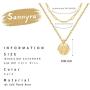 SANNYRA Layered Coin Necklace 14K Gold Plated Paperclip Link Chain Medallion Pendant Necklace Jewelry Gift for Women
