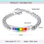 Eacoo Rainbow LGBT Bracelet, Stainless Steel Chain Bracelet for Women Adjustable Hand Jewelry