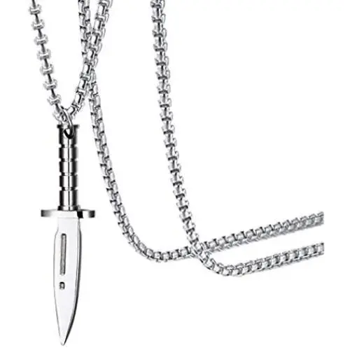 Fusamk Fashion Titanium Steel Dagger Tag Pendant Knife Necklace Fusamk Fashion Titanium Steel Dagger Tag Pendant Knife Necklace