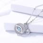 925 Sterling Silver Blue Evil Eye In Circle Teardrop CZ Pendant Necklace, ,Rolo Chan 16''+2''
