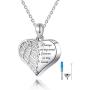 FREECO 925 Sterling Silver Urn Necklace for Ashes - Angel Wing Heart Cremation Memorial Pendant Keepsake Necklace Jewelry Gifts with Fill Kit