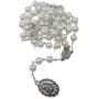 TALISMAN4U Seven Sorrows of Mary Rosary Chaplet White Glass Beads Catholic Jewelry Necklace for Women with Rosary Box
