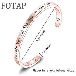 FUTOP I’m with You Till The End of The Line Cuff Bracelet Gift for Boyfriends, Girlfriends Mother Gift From Daughter, Son (line RG)