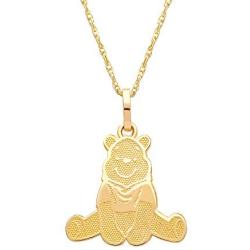 Disney Winnie the Pooh 10KT Yellow Gold Winnie the Pooh Necklace, 18 Inch Chain; Jewelry for Women