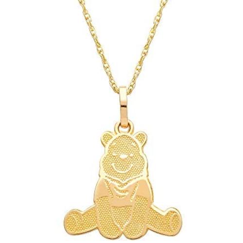 Disney Winnie the Pooh 10KT Yellow Gold Winnie the Pooh Necklace, 18 Inch Chain; Jewelry for Women