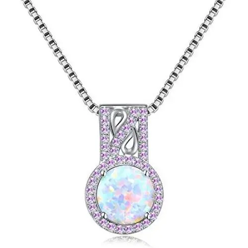 CiNily 14K White Gold Plated White Fire Opal Zircon Pendant Necklace for Women Girls Opal Jewelry Gift CiNily 14K White Gold Plated White Fire Opal Zircon Pendant Necklace for Women Girls Opal Jewelry Gift