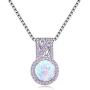 CiNily 14K White Gold Plated White Fire Opal Zircon Pendant Necklace for Women Girls Opal Jewelry Gift