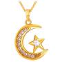 U7 Statement Islamic Jewelry I Love You to The Moon and Back Crescent Moon Star Pendant Necklace