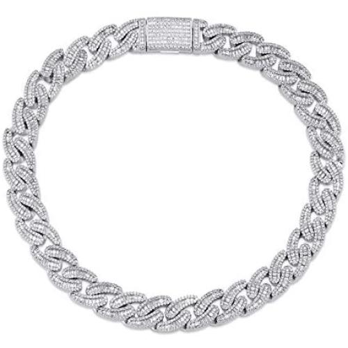 TOPGRILLZ 14mm Iced out 6 Times 14K Gold Filled Custom Baguette Diamond Miami Cuban Link Chain Choker for Men with Box Clasp